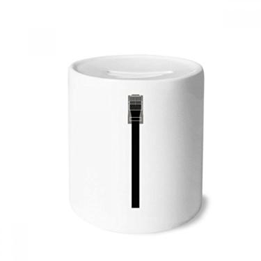 Imagem de DIYthinker Cabo de Internet preto padrão plugue caixa de dinheiro caixa de cerâmica porta-moedas presente de cofrinho