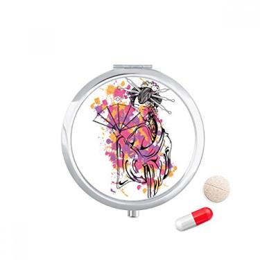 Imagem de Caixa de comprimidos de gueixa colorida com ponto de cultura japonesa, caixa de armazenamento de medicamentos