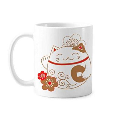 Imagem de Japão, Lucky Fortune Caneca de cobre com flor de gato e cerâmica xícara de porcelana de café