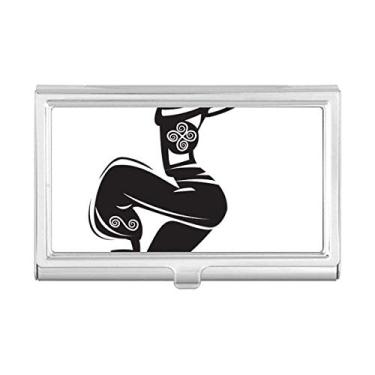 Imagem de Porta-cartões de visita mexicana com desenho de flauta Celebrate Outline Mexico Dance Porta-cartões de visita