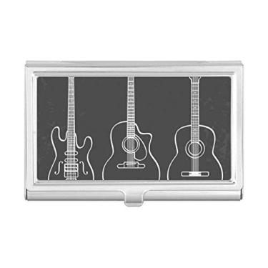 Imagem de Caixa de bolso com compartimento para cartões de visita de violão com combinação de instrumentos musicais