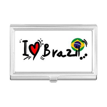Imagem de I Love Brazil Bandeira de Palavra Love Heart Ilustration Porta-cartão de visita Carteira de bolso