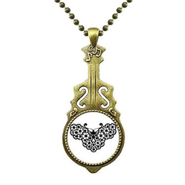 Imagem de DIYthinker Colar de borboleta com asas florais, joias antigas com pingente de música para guitarra