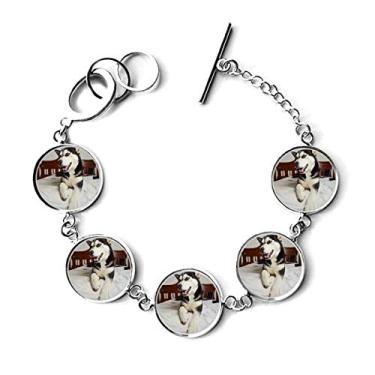 Imagem de DIYthinker Bracelete com pingente de corrente, imagem Husky Dog Animal Room