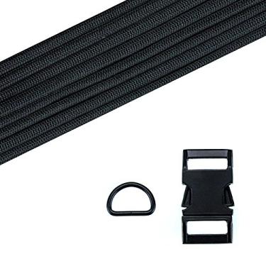 Imagem de Paracord Planet Kit de coleira de cachorro DIY – Coleira de corda de paraquedas para cães – Fivela de 550 Paracord de 1,5 cm e anel D de 9,5 cm – Ferragens de metal preto e prata – opções de cores (Rottweiler)