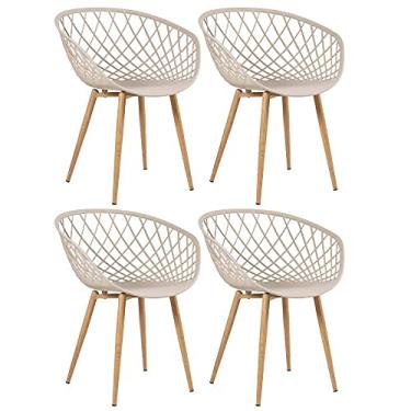 Imagem de Loft7, Kit 4x Cadeiras Clarice Nest Sidera com Apoio de Braços, Sala Cozinha e Lazer, Polipropileno e Metal - Nude