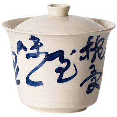Imagem de 135 ml Poesia Jingdezhen Text Gaiwan Copo de caligrafia pintado à mão Kung Fu Tea Bowl