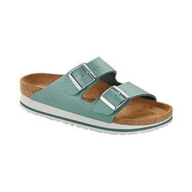 Imagem de Sandália plataforma feminina Birkenstock Papillio Arizona, Icy Metal Ocean Breeze Birko, 9-9.5 Narrow