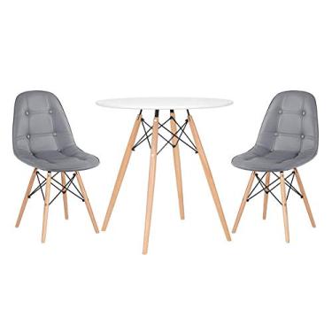 Imagem de Loft7, Kit Mesa Eames 70 cm branco + 2 cadeiras Eames Botonê Cinza escuro