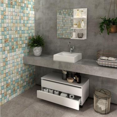 Imagem de Gabinete Rodizio para Banheiro com Espelheira 80cm Branco