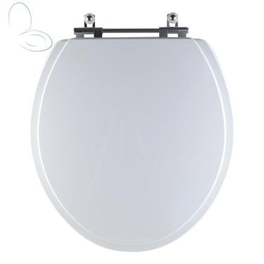 Imagem de Assento Sanitário Tampa de Vaso Branco MDF Laqueado Oval Convencional para bacia Celite