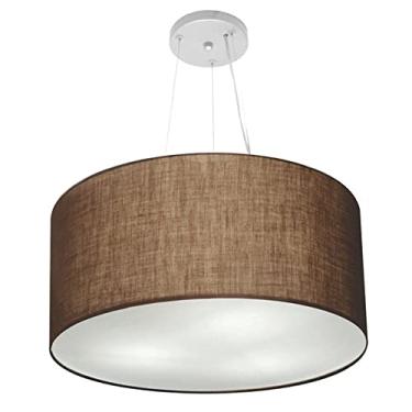 Imagem de Lustre Pendente Cilíndrico Cúpula Tecido 55x25 cm, Vivare Iluminação, Pendente4191 LC, Café, Médio