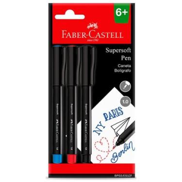 Imagem de Caneta Supersoft Pen 1.0mm Ponta Media Faber Castell Kit 3Un - Faber-C