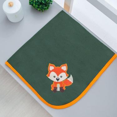 Imagem de Manta Cueiro Malha 100% Algodão Para Bebê Raposa Verde Militar