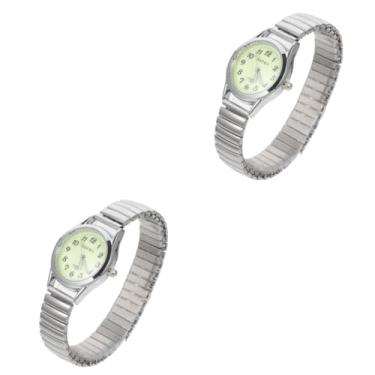 Imagem de Relógio de casal com 2 peças, fácil leitura, relógio para idosos, pulseira de expansão, relógio de pulso elástico, relógio de movimento feminino, x 2 peças, 9.5X3CMx2pcs, 1
