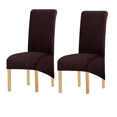 Imagem de Capas para cadeiras de jantar, elastano macio de pelúcia, capa com encosto alto, lavável, removível, protetor de cadeira de jantar para sala de jantar, cozinha, hotel (Color : Brown, Size : 2)