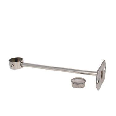 Imagem de Bettomshin, Suporte de montagem no teto, suporte de tubo de guarda-roupa, diâmetro de 8 cm, cortina de chuveiro armário haste de suporte de haste de guarda-roupa soquete de flange de tubo 2 peças (altura de 25 cm)