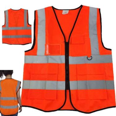 Imagem de Colete Faixa Sinalizador Refletivo Blusao Fluorescente Segurança Trabalho Epi Obra Estacionamento