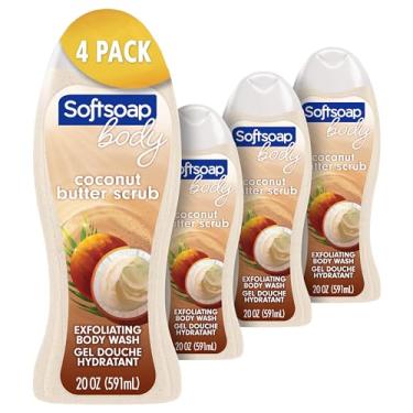 Imagem de Softsoap Sabonete corporal, esfoliante de manteiga de coco, sabonete corporal esfoliante, 590 ml, pacote com 4