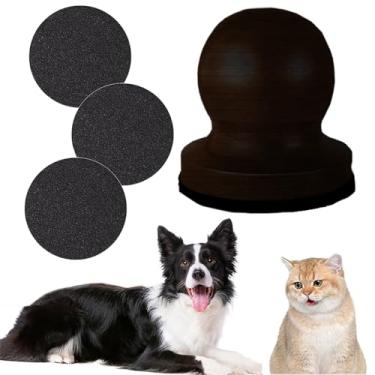 Imagem de Almofada para arranhar unhas de cachorro, lixa de madeira para animais de estimação, triturador manual de unhas para cães com 3 lixas substituíveis para cães, animais de estimação, gatos (preto)