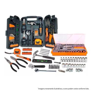 Imagem de Kit Maleta Jogo de Ferramentas e Chave Completa 169 peças Fortt Preto - KMFC001-P
