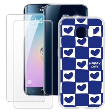 Imagem de MILEGOO Capa para Samsung Galaxy S6 Edge + 2 peças protetoras de tela de vidro temperado, capa de TPU de silicone macio à prova de choque para Samsung Galaxy S6 Edge (5,1 polegadas)