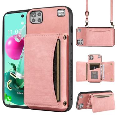 Imagem de Capa de telefone para LG K92 5G capa carteira com alça de ombro transversal e suporte de cartão de crédito de couro bolso fino acessórios celular flip LGK925G K 92 92K LMK920AM Q92 G5 mulheres meninas