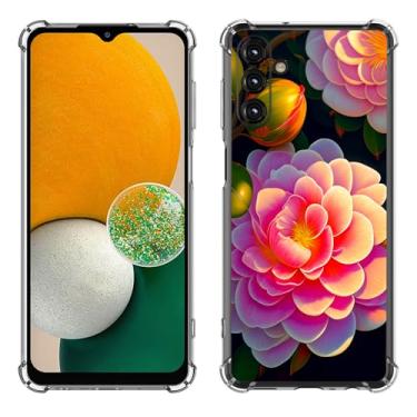 Imagem de Beaucov Capa para Galaxy A15 5G, linda flor rosa proteção contra quedas capa à prova de choque TPU capa protetora de corpo inteiro resistente a arranhões para Samsung Galaxy A15 5G