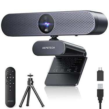 Imagem de DEPSTECH Webcam 4K, webcam com zoom com microfone e controle remoto, equipada com sensor Sony, zoom digital 3X, microfones com cancelamento de ruído, câmera de computador com foco automático para