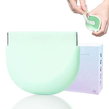 Imagem de Estojo de silicone com cordão fino e bonito retentor suporte dental fino contêiner estojo para meninas, mulheres, crianças, homens, viagem, dentadura parcial, protetor bucal noturno, capa alinhadora (verde claro)