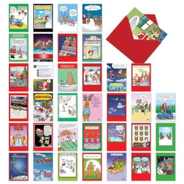Imagem de NobleWorks Conjunto de 36 caixas sortidas cartões engraçados de Natal com envelopes de 12 x 18 cm (36 designs, 1 cada) Rena divertida AC10711XSG-B1x36