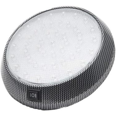 Imagem de Riloer Luz de leitura de carro 12 V 46 LED redonda para carro interior de teto teto teto luz de leitura interna lâmpada super brilhante branco estilo padrão de carbono, 1 pacote com 1