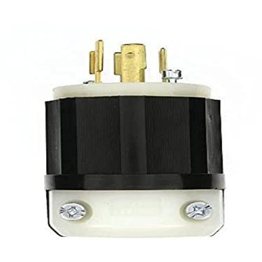 Imagem de Leviton 2451 20 Amp, 277/480 Volt 3PY, NEMA L19-20P, 4P, 4W, plugue de bloqueio, nível industrial, sem aterramento - preto-branco