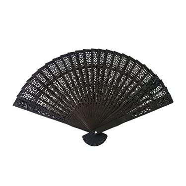 Imagem de YQHWLKJ Ventiladores dobráveis de madeira decoração de presente de festa de casamento personalizada ventilador de mão dobrável de madeira gravado