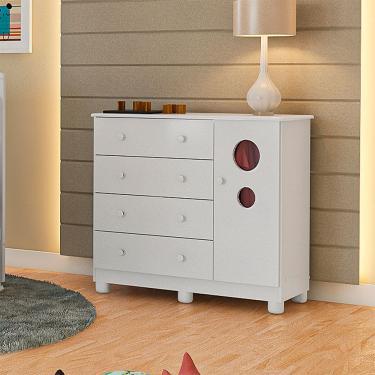 Imagem de Cômoda Infantil Peroba Duda Plus com 1 Porta, 4 Gavetas, 1 Prateleira e 95,3 cm de Largura