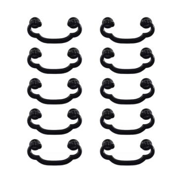 Imagem de 10 peças puxadores de gaveta de bar vintage puxadores decorativos antigos puxadores de liga de zinco para móveis caixa de madeira baú(Black)