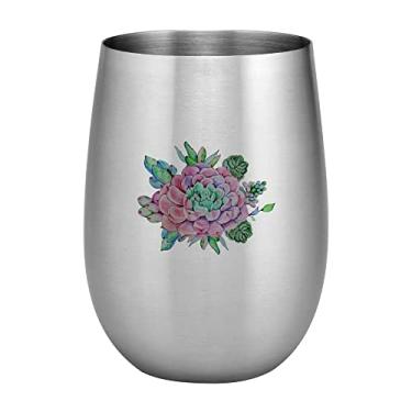 Imagem de UP ware 18/8 de aço inoxidável 590 ml, com estampa colorida, sem haste, metal inquebrável e inquebrável, para vinho e bebida (suculenta)