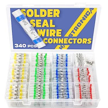Imagem de Conectores de fio de vedação de solda 340 peças - Conectores de fio impermeáveis Haisstronica - Conectores termorretráteis - Terminais de fio de emenda de bumbum para uso marítimo, elétrico com corrosão e à prova de intempéries (5 cores/5 tamanhos)