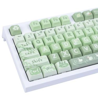 Imagem de GEKUCAP Teclas de anime PBT 133 teclas, Matcha Green Dye-Sublimation Custom Cute Keycaps, XDA Profile Keycaps Set para Cherry Gateron MX Switches Mecânicos Gaming Teclados