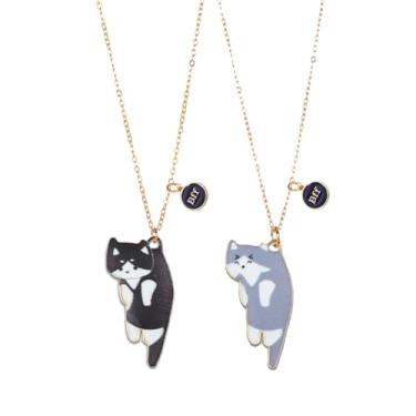 Imagem de Colar de amizade com pingente de gato fofo, 3 peças, para mulheres, homens, melhores amigos, presente, Zinco, Sem Pedra Preciosa