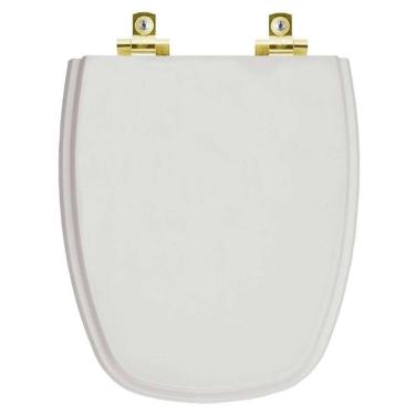 Imagem de Assento Sanitário Soft Close Monte Carlo Cinza Real para vaso Deca com Ferragem Dourada