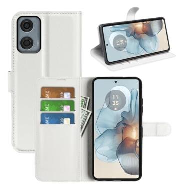 Imagem de Capa de celular para Motorola Moto G24 Power, couro PU com suporte para cartão de crédito, carteira fina flip com suporte, capa protetora para Motorola G24 Power Phone Case (branca)