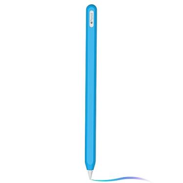 Imagem de Capa de silicone ultrafina compatível com Apple Pencil 2ª geração, capa protetora de silicone para iPad Pro 11 12,9 polegadas 2018, capa de silicone macio à prova de choque (azul claro)