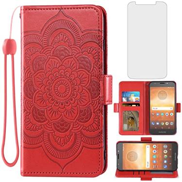 Imagem de Asuwish Capa carteira compatível com Moto E5 Play E 5 Cruise 5E Go e protetor de tela de vidro temperado de couro com compartimento para cartão para Motorola MotoE5play MotoE5 E5play feminino