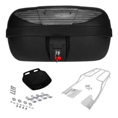 Imagem de Bagageiro Aço Cromado Honda CG Titan 2016 à 2023 + Bau 45L Vermelho Pr