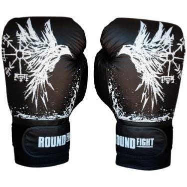 Imagem de Luvas de Boxe / Muay Thai Huginn  Round Fight, Preto, 14oz