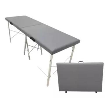 Imagem de Maca dobrável portátil CINZA Premium - Estética/Hospitalar/Tatuagem/Ma