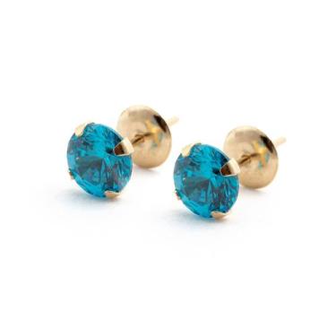 Imagem de Brinco de Ouro 18k Zircônia de 6mm Adulto Cálice - opções de cores - A