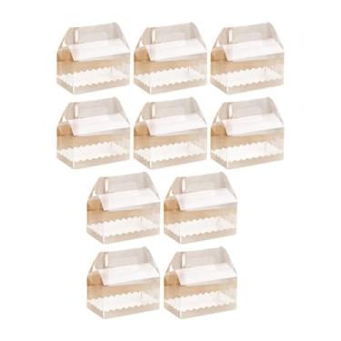 Imagem de Gralara 10 Caixas de Bolo para Confeitaria Embalagem de Cupcake e Rolo de Bolo com Alça, M