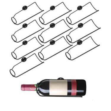 Imagem de Kit 10 Unidades de Adega Parede para Garrafa Vinho Aço Preto Industria